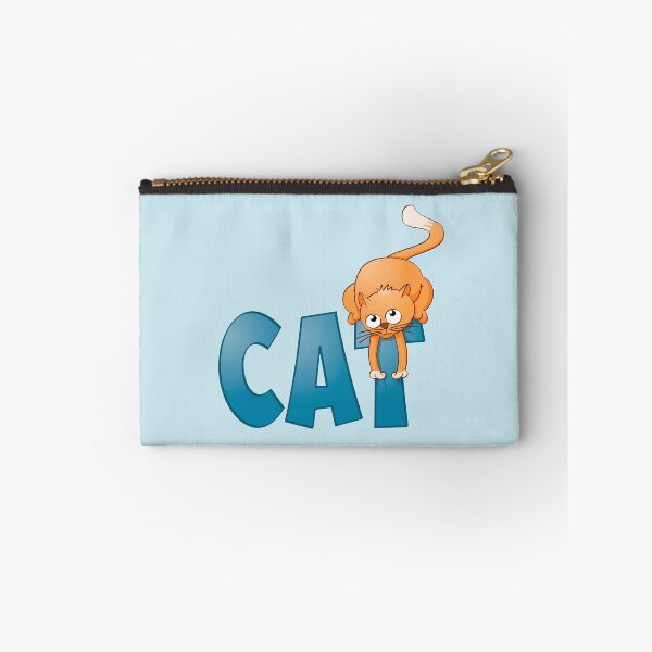 Item preview, Funny and colourful illustration of a cat sitting on the word cat. designed and sold by Stef Ringoot, cartoons and illustrations.