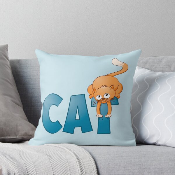 Item preview, Funny and colourful illustration of a cat sitting on the word cat. designed and sold by Stef Ringoot, cartoons and illustrations.