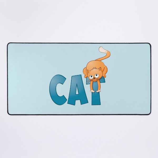 Item preview, Funny and colourful illustration of a cat sitting on the word cat. designed and sold by Stef Ringoot, cartoons and illustrations.
