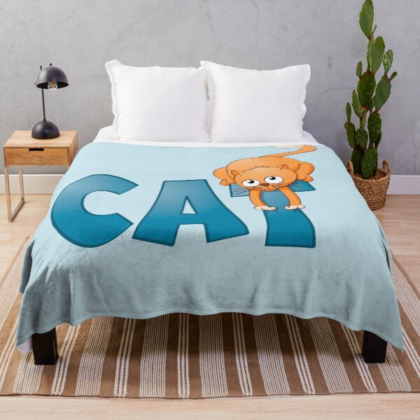 Item preview, Funny and colourful illustration of a cat sitting on the word cat. designed and sold by Stef Ringoot, cartoons and illustrations.