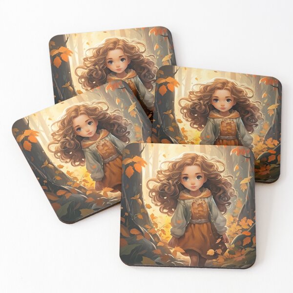 Item preview, Ella camina por el bosque entre los árboles en otoño. designed and sold by MagicArtKM.