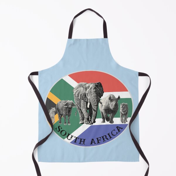 Item preview, Proudly South Africa Big 5 on South Africa Flag for Wildlife Fans designed and sold by Scotch Macaskill.