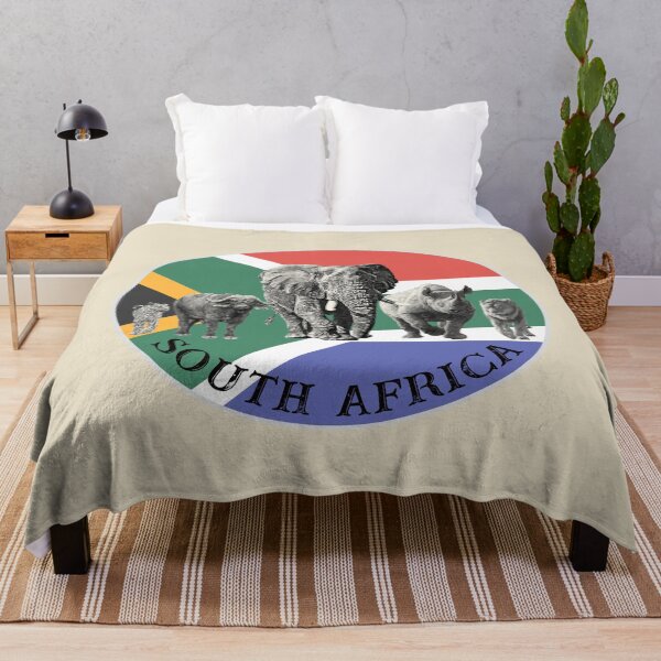 Item preview, Proudly South Africa Big 5 on South Africa Flag for Wildlife Fans designed and sold by Scotch Macaskill.