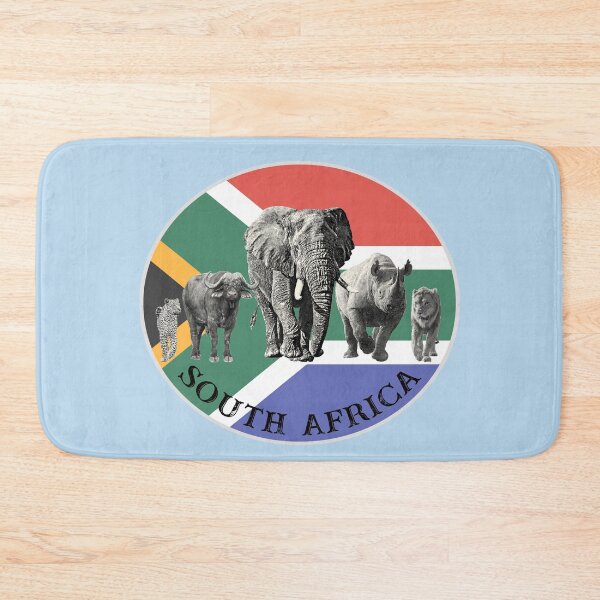Item preview, Proudly South Africa Big 5 on South Africa Flag for Wildlife Fans designed and sold by Scotch Macaskill.