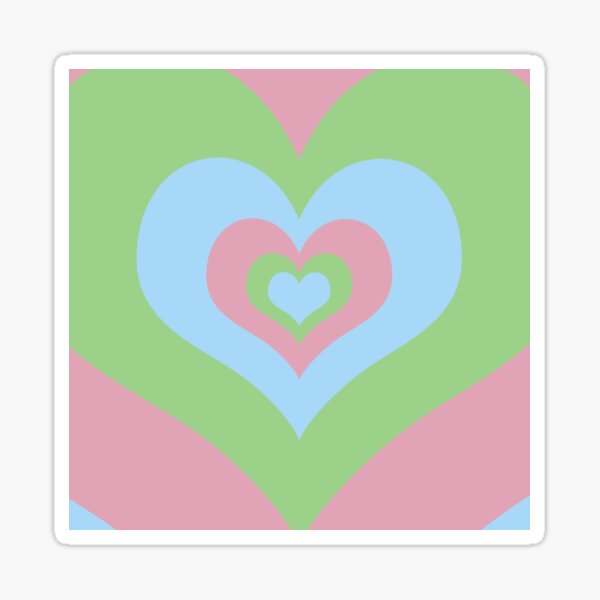 Radiating Hearts Pink, Blue, and Green Sticker