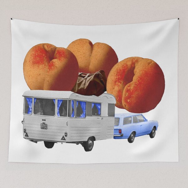 Item preview, Colorful Collage Art Print - 'Georgia On My Mind' Solo Giant Peaches and Adventure on Wheels designed and sold by GollyWillikers.