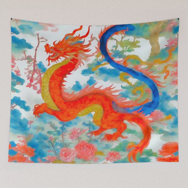 Artikelvorschau, Roter Chinoiserie-Drache entworfen und verkauft von SophieClimaArt.