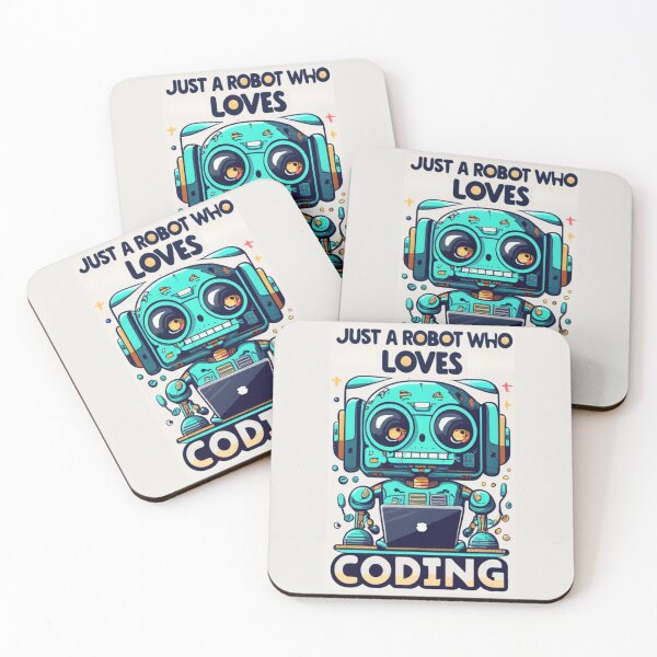 Item preview, Just a Robot Who Loves Coding designed and sold by Sketch-Shack.