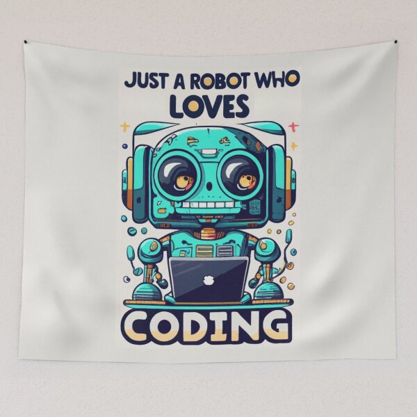 Item preview, Just a Robot Who Loves Coding designed and sold by Sketch-Shack.