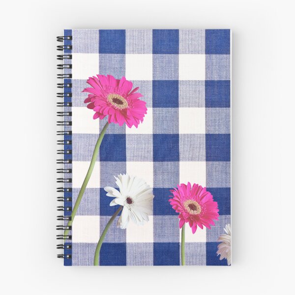 Item preview, Gerbera flowers on Blue gingham plaid designed and sold by Neeshki.