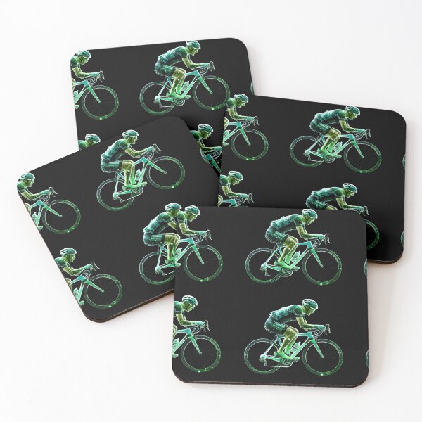 Item preview, A racing cyclist in the style of fluorescent green dot line art designed and sold by AI-Only Creations.