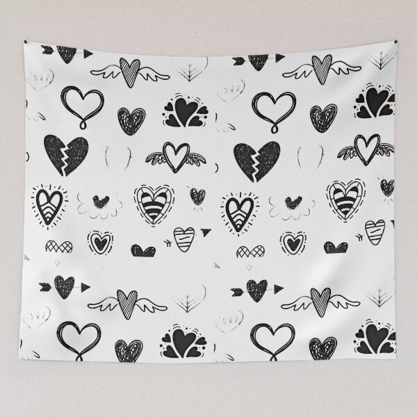 Item preview, Black Hearts on a White Background designed and sold by Fashion black wings .