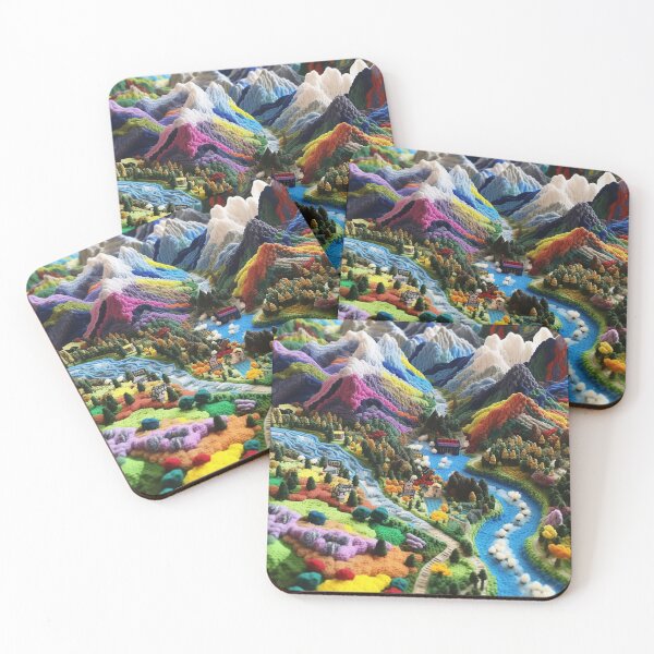 Item preview, Colorful Mountain Valley Landscape Crochet designed and sold by aweartome.
