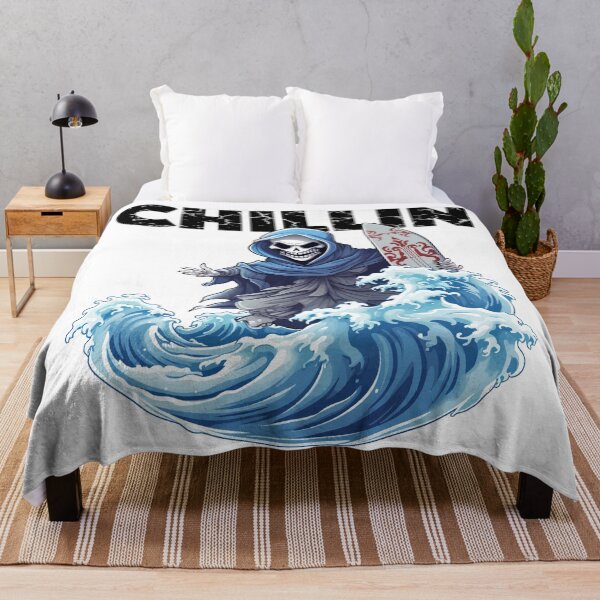 Item preview, Skeleton Surfer - Chillin (Black Lettering) designed and sold by VelvetRoom.
