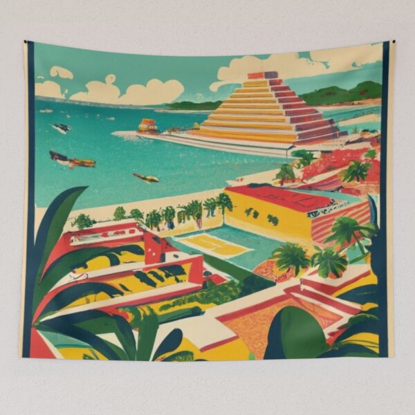 Item preview, A Vintage Travel Poster of Cancun - Mexico designed and sold by GoodOldVintage.