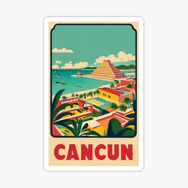 A Vintage Travel Poster of Cancun - Mexico Sticker