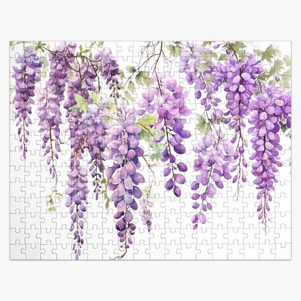 Item preview, Wisteria Wonderland: Enchanting Watercolor Dangling Florals for Puzzles and Tapestries designed and sold by EmeraldeaArt.