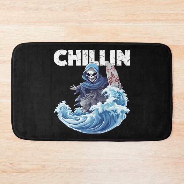Item preview, Skeleton Surfer - Chillin (White Lettering) designed and sold by VelvetRoom.