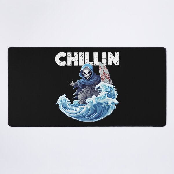 Item preview, Skeleton Surfer - Chillin (White Lettering) designed and sold by VelvetRoom.