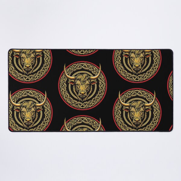 Item preview, Celtic Bull Head with Gold Horns in a Circle of Celtic Knots designed and sold by nicestr.