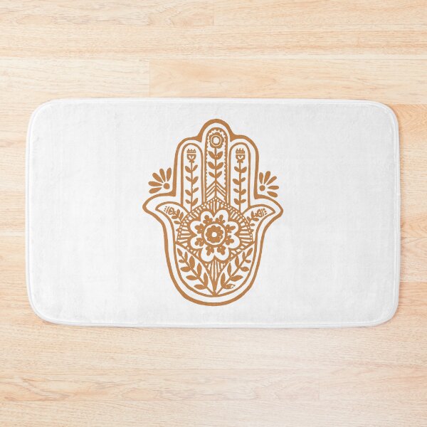 Item preview, Hamsa Flora Linocut - Snow + Rust designed and sold by Irene Estelle.