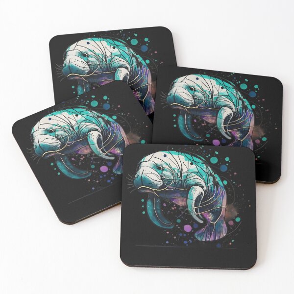 Item preview, Manatee in watercolor style - Blues, greens and Purple designed and sold by SandbarTees.