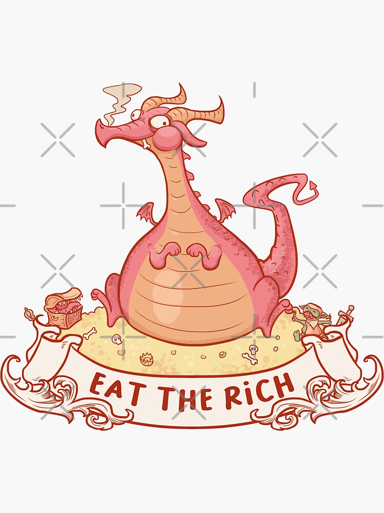 Thumbnail 3 of 3, Sticker, Eat The Rich Dragon designed and sold by piratadandi.