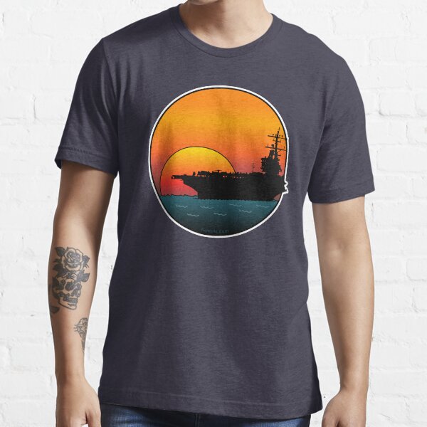 US Navy Aircraft Carrier at Sunset Essential T-Shirt