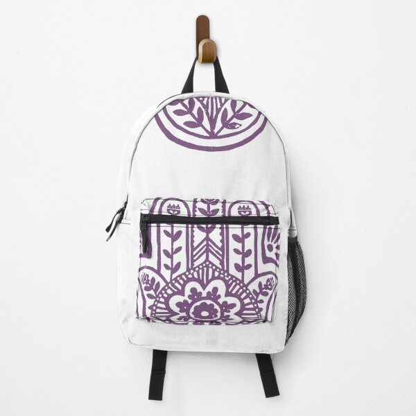 Item preview, Hamsa Flora Linocut - Snow + Plum designed and sold by Irene Estelle.