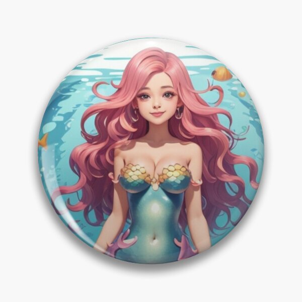 Item preview, Sirenas Anime Style Cute Blue Mermaid and Fish designed and sold by SirenasWorld.