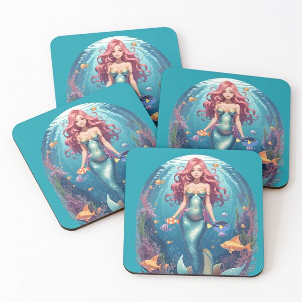 Item preview, Sirenas Anime Style Cute Blue Mermaid and Fish designed and sold by SirenasWorld.