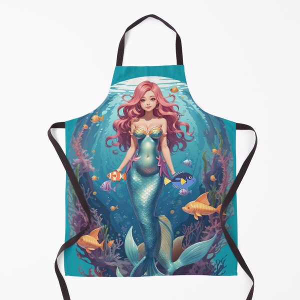 Item preview, Sirenas Anime Style Cute Blue Mermaid and Fish designed and sold by SirenasWorld.
