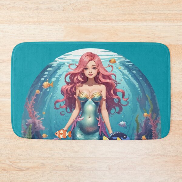 Item preview, Sirenas Anime Style Cute Blue Mermaid and Fish designed and sold by SirenasWorld.