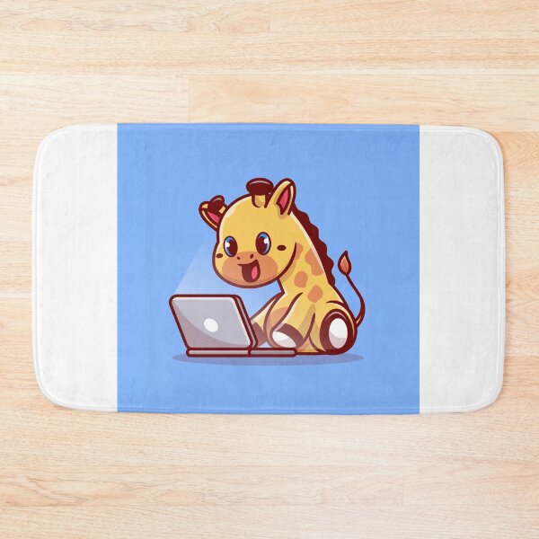 Item preview, Cute Giraffe Working on Laptop - Cartoon Vector Illustration designed and sold by hjian8219.