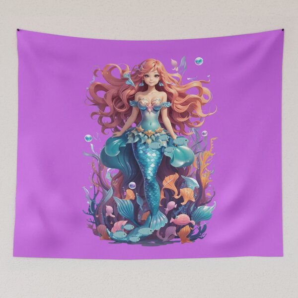 Item preview, Beautiful Sirena Mermaid surrounded by Blue Fish  designed and sold by SirenasWorld.