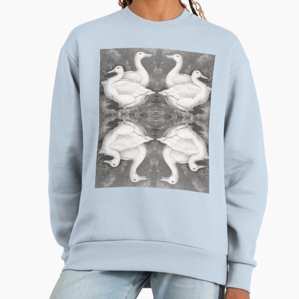 Mary Simmons of Hartwell's prize-winning Aylesbury ducks in reflection Premium Oversized Sweatshirt