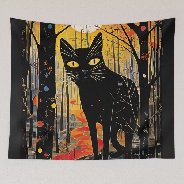 Item preview, Black cat in the magic forest designed and sold by TheOosh.