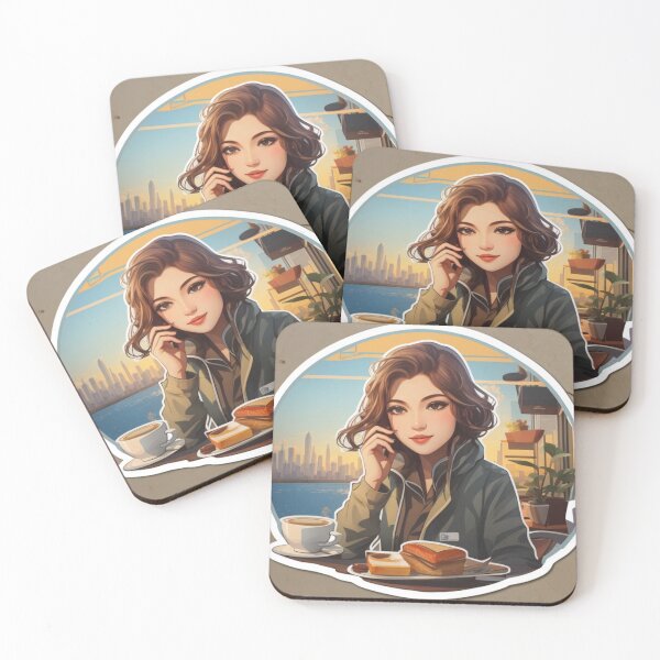 Artikelvorschau, Schöne Frau trinkt Kaffee entworfen und verkauft von Veremis.