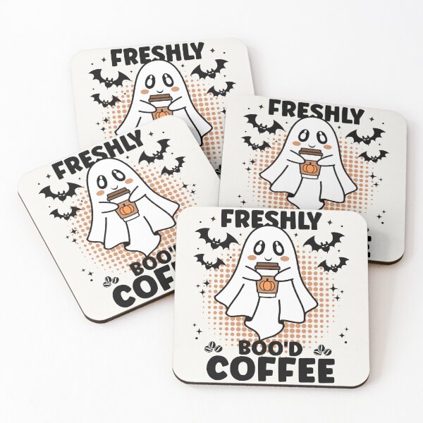 Item preview, Freshly Boo'd Coffee | Cute and Funny Halloween Ghost Enjoying Coffee designed and sold by PearlMoonGrapes.
