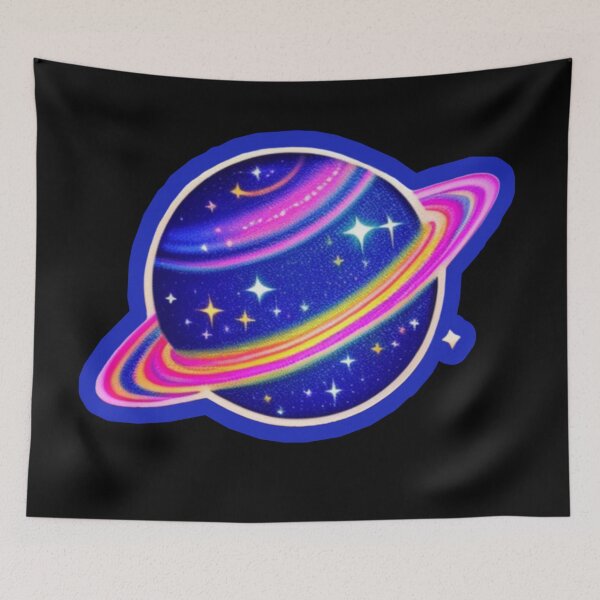 Item preview, Colorful planet with rings designed and sold by Roxburylane.