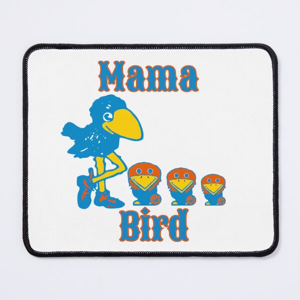 Item preview, KU Jayhawks Basketball Circus Font 1912 Mascot Mama Bird With Baby Jays  designed and sold by TheVelvetBanana.