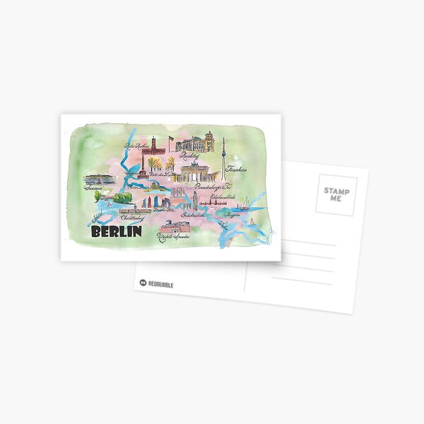 Artikel-Vorschau von Berlin Favorite Map with touristic Top Ten Highlights, designt und verkauft von artshop77.