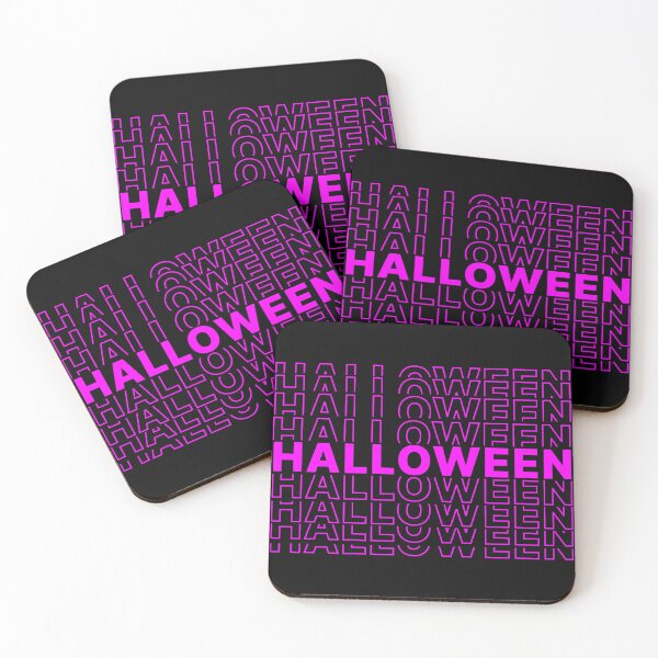 Item preview, Halloween Pink  And Black Background Simple Text Design by ZeesDesign on Redbubble designed and sold by ZEESDESIGN.