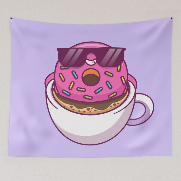 Item preview, Relaxing with a Cute Donut and Coffee - Cartoon Vector Icon Illustration designed and sold by hjian8219.
