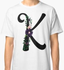 Letter k with vintage floral design and attractive colors Classic T-Shirt