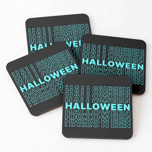 Item preview, Halloween Blue Simple And Black Background Text Design by ZeesDesign on Redbubble designed and sold by ZEESDESIGN.