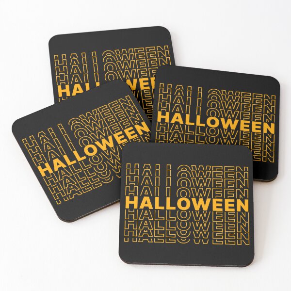 Item preview, Halloween Yellow  And Black Background Simple Text Design by ZeesDesign on Redbubble designed and sold by ZEESDESIGN.