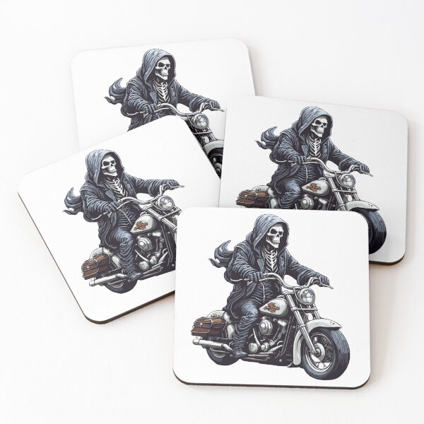 Item preview, GRIM REAPER Riding a Vintage Retro Classic Motor Bike | Halloween Spooky Skeleton  designed and sold by Sobari.