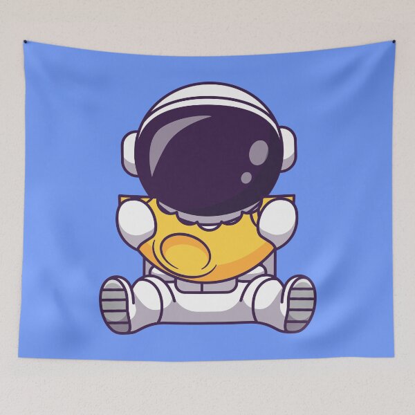 Item preview, Lunar Feast - Cute Astronaut Eating Moon Cartoon Vector Icon designed and sold by hjian8219.