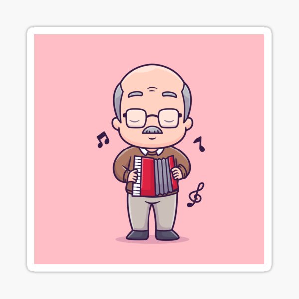 Item preview, Grandpa's Melody - Cute Grandfather Playing Accordion Cartoon Vector Icon designed and sold by hjian8219.